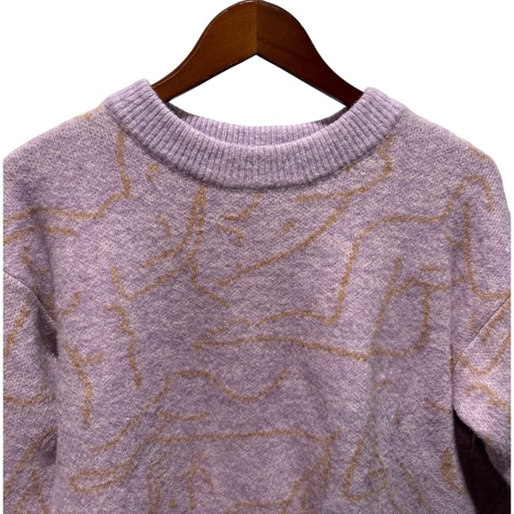 FRNCH Paris Women's Lavender Knit Sweater Abstract Design Size M - Picture 2 of 4